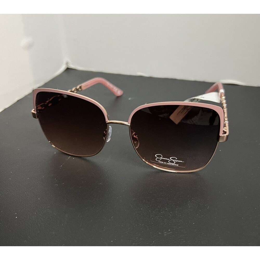 Jessica Simpson J6101 Posh Women's Metal Chain Sunglasses Pink Gold Nude